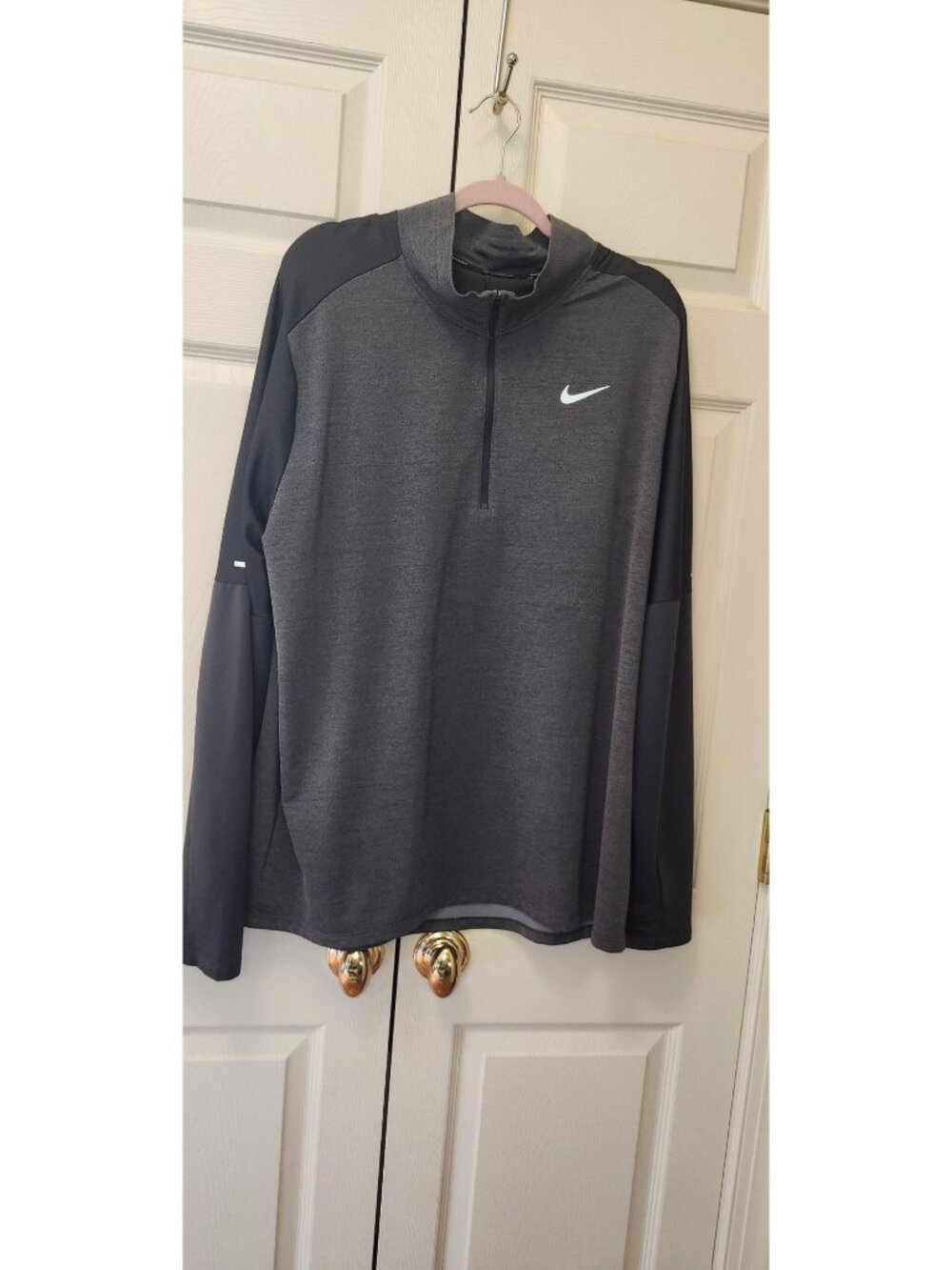Men Nike Gray Dri-Fit 1/4 Zip Long Sleeve Running Pullover Shirt Size XXL